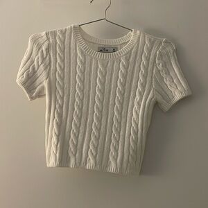 Hollister white cable crop sweater